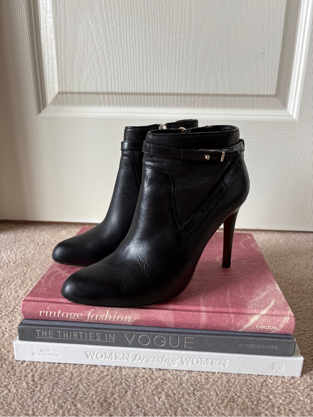 COACH Black Leather Pointed-Toe Ankle Booties